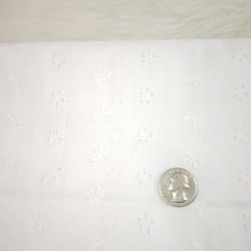 FABRIC White Eyelet Fabric, remnant 26 inches by 44 inches